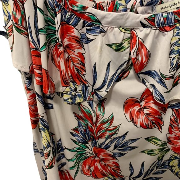 seven forty two Floral Leaf Flowy Shirt Large - Picture 4 of 6